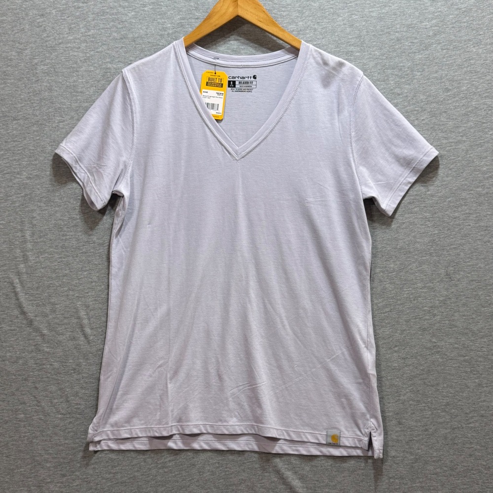 Carhartt V-Neck T-Shirt Womens S Soft Lavender Purple Relaxed Fit Outdoor Casual